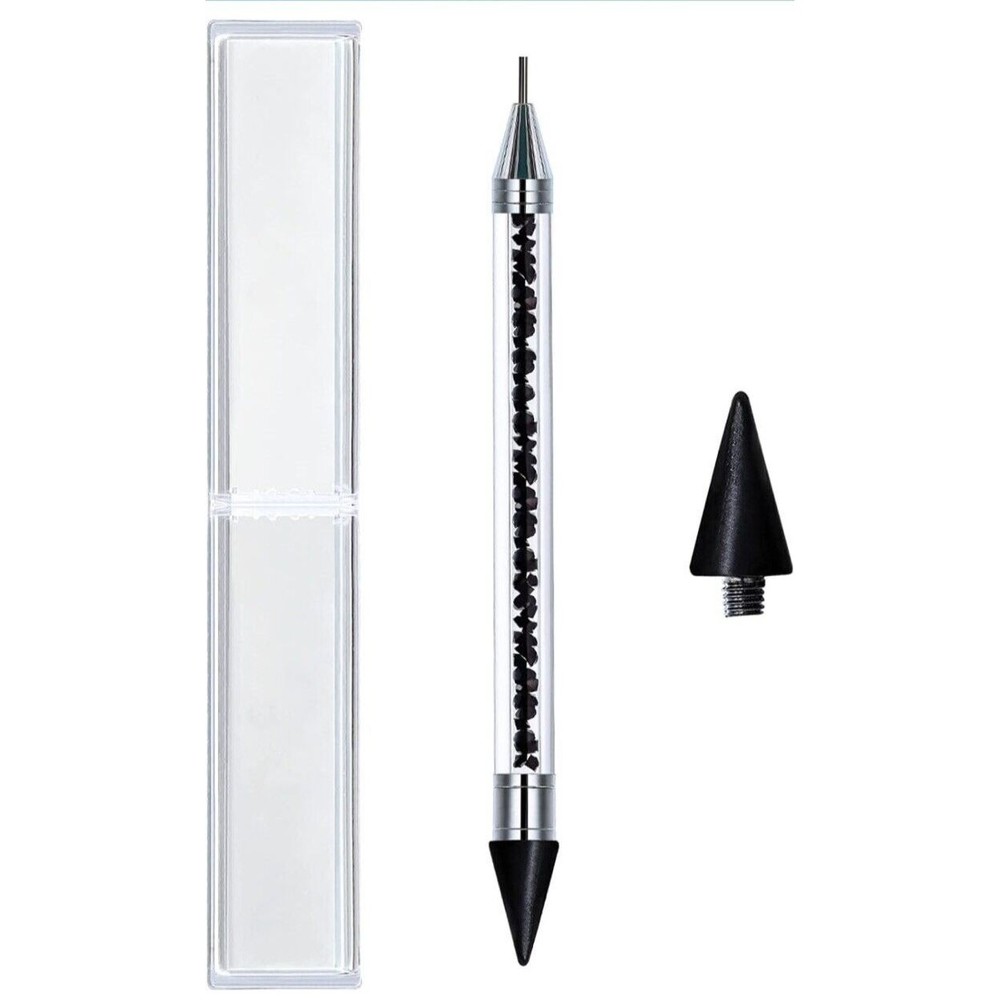 Double Head Wax Nail Rhinestone Picker Pen Acrylic Handle Application Tool New
